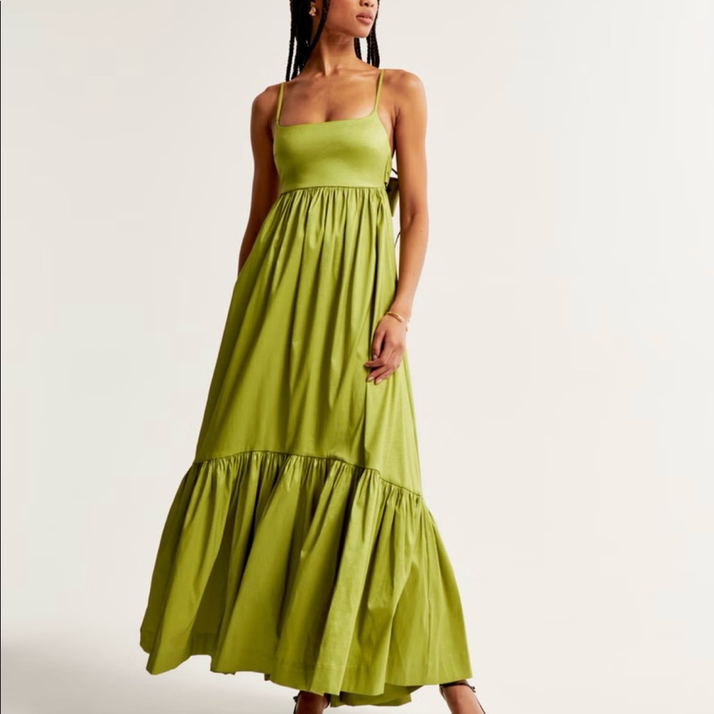 Abercrombie & Fitch Green Bow Maxi Dress